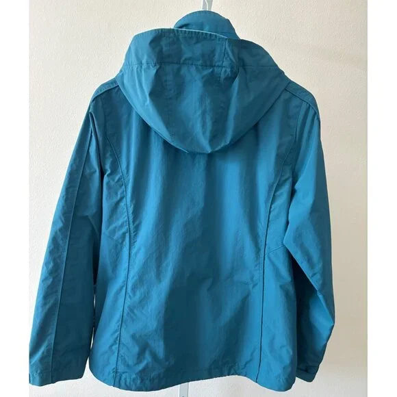 L.L. Bean Jacket S Reg Waterproof Hooded Rain Teal Blue Hiking Travel Gorpcore - Picture 3 of 15